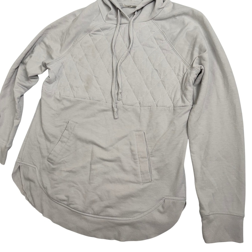 Maurices Light Gray Quilted Front Hoodie Tunic Pocket Pullover Size S - Picture 3 of 7